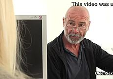 Old man's passionate fuck with blonde teen