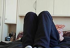 Chubby European Amateur Shows Her White Sneaker Socks In Homemade Video