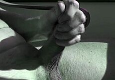 I cumshot with handjob in homemade solo masturbation session