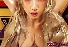 3d hentai animation sexy hatano miwa with black nipple clamps - standing side fuck & prone bone