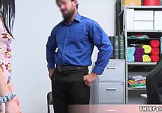 pretty skinny sadie blake caught shoplifting, tiny teen pussy pays the price