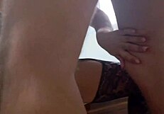 Latina Sucks Big Cock of Young Interracial Stud Who Cums Early