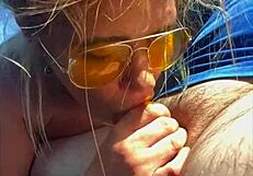 blonde slut takes a huge facial after getting fucked in public