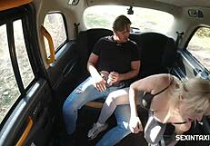 Sexy blonde widow got it hard in the taxi