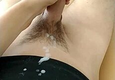 hetero cumming multiple times in cum-filled handjob?