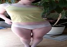 Fit girl with round ass models many panties in striptease!