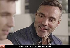 i watch stepdad and stepson comparing their sizes in a private taboo family moment with old and young dynamic and curiosity