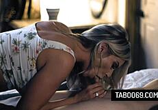 Blonde milf stepmommy rachael cavalli seduces her stepson in bed with her big tits