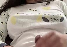 Shemale puts hair clamp on her cock while masturbating in this solo session