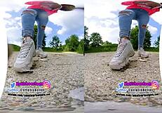 Vr180 - 3d girl crushing with dirty fila sneaker different food bears gummy crush trample