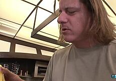 Horny blonde babe rides big dick