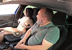 i'm anna belutti, a naughty shorty, sitting on the driver's cock. getting fucked hard in the car.