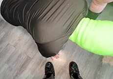 Cougar Teases Ball Kicking in Boot Camp Uniform