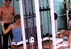 Two Slim Brunettes Satisfy Her With Gym Instructor In Threesome