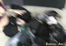 goth girl with tattoos in pov scene