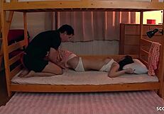 Oh man, this Japanese step-sister catches her boyfriend getting fucked and jumps in for a wild FFM threesome with deep creampie in uncensored JAV