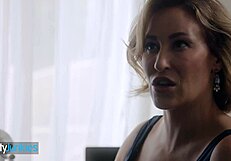 Does the big tittied milf squirt hard on her student's cock while riding him?