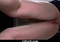 Panty thief gets punished with mall cop's big cock in the office