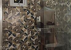 Cleo Cadillac's muscular friend fucks her hard in bathroom POV