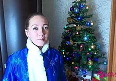 russian snow maiden wishes merry christmas and happy new year