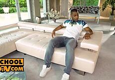 Slutty Sarah invites anal fuck trio at home POV