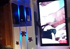 Chubby teen masturbates with glass dildo