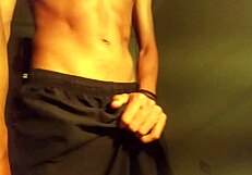 Hot guy with huge cock cant resist and comes home masturbating