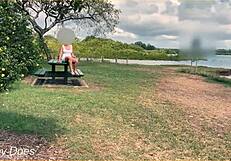 Wife Swings Without Panties in Public Exposure