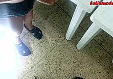 Teacher seduces pregnant student to pose sexy and grab his cock