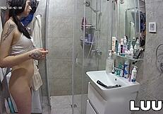 Luuv beautiful girl alice takes a shower on a amateur reality show.