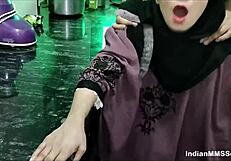 indian muslim couple's hot wife in burqa gets fucked in kitchen