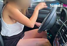 naughty wife flashes tits and pays with panties at gas station