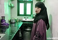 indian muslim couple's hot wife in burqa gets fucked in kitchen