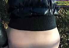 Tight Leather Pants, No Panties, Wet Surprise In Car. Steamy Blowjob Outdoors, Rough Forest Fuck.