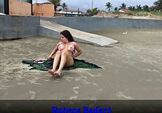 Hey, this couple disguises as bathers and fucks wildly on the beach sand