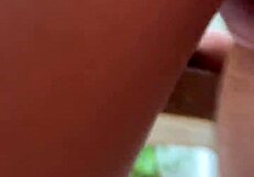 Is this shameless young wife getting fucked on the porch by her husband?