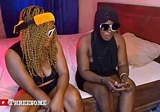 Can my hijab roommate handle this big cock in our dorm threesome?