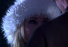 personal moments of the young attractive couple on a cold december evening