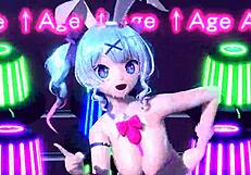 Hatsune Miku is featured in a nude bunny costume for the Project Diva age again mod.