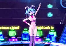 Hatsune Miku is featured in a nude bunny costume for the Project Diva age again mod.