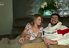 Blonde Amateur Licks Ass And Drains Balls In Mouth During Movie Night