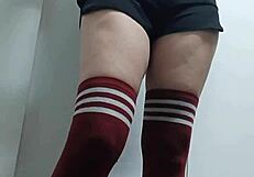 cheeky change room slut tries on topless nude socks 😏