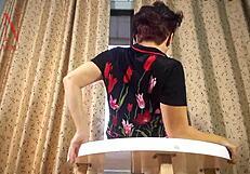 Nice Lady In Pantyhose And Heels Striptease At The Round Table 33