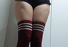 cheeky change room slut tries on topless nude socks 😏