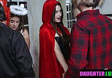 Girls welcome stepdads with open mouths.