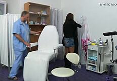 Kristine feels aroused visiting her gynecologist for an intimate exam
