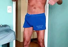 pervy papifachero loves his muscle alive shorts for around the house the soft cotton feels so good against his thick dad