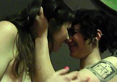 Tattooed sluts Arabelle Raphael and lover lick pussy with toys