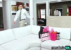 Blonde teen Ally Berry punished in garage with cock riding