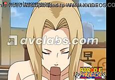 Naruto enjoying Tsunade's hot body